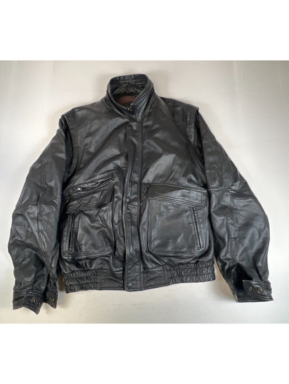 Vintage Wilsons Leather Thinsulate Bomber Jacket Mens LT Black